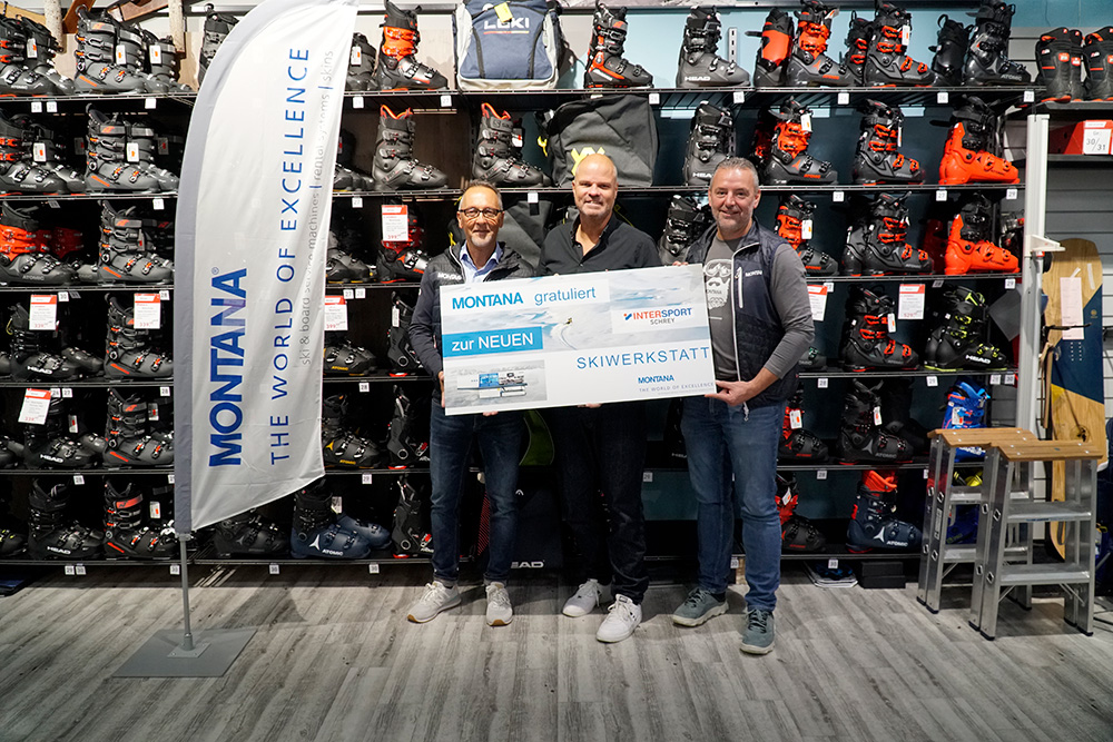 Sport Schrey with new ski service machine MONTANA CRYSTAL ROCK Reference project ski service machine CRYSTAL ROCK, handover at Sport Schrey, Pforzheim, DE, 2022